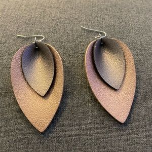 Bronze and brown leather earrings